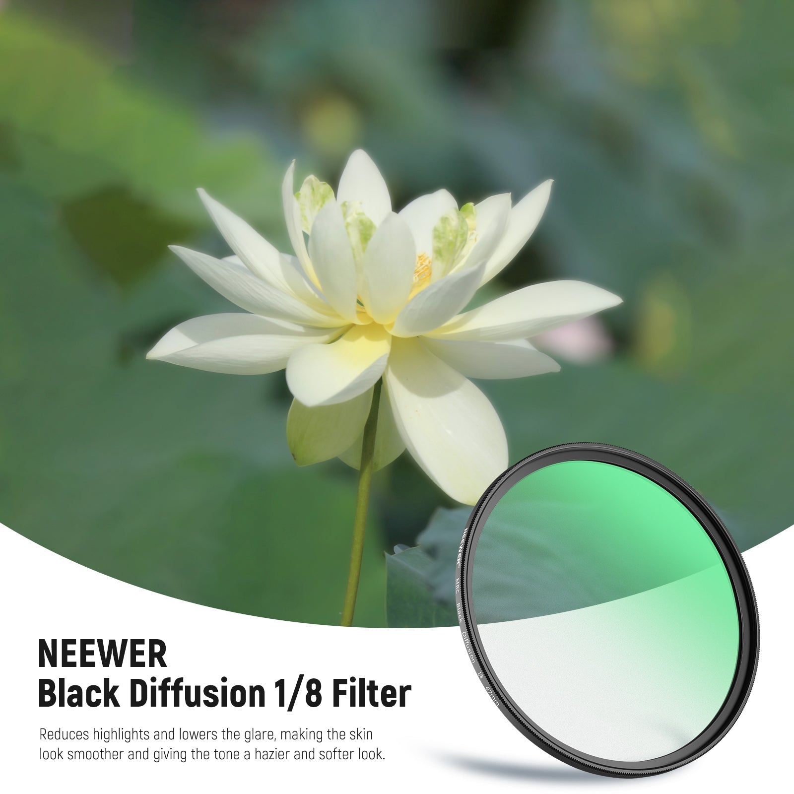 NEEWER Black Diffusion 1/8 Cinematic Effect Filter