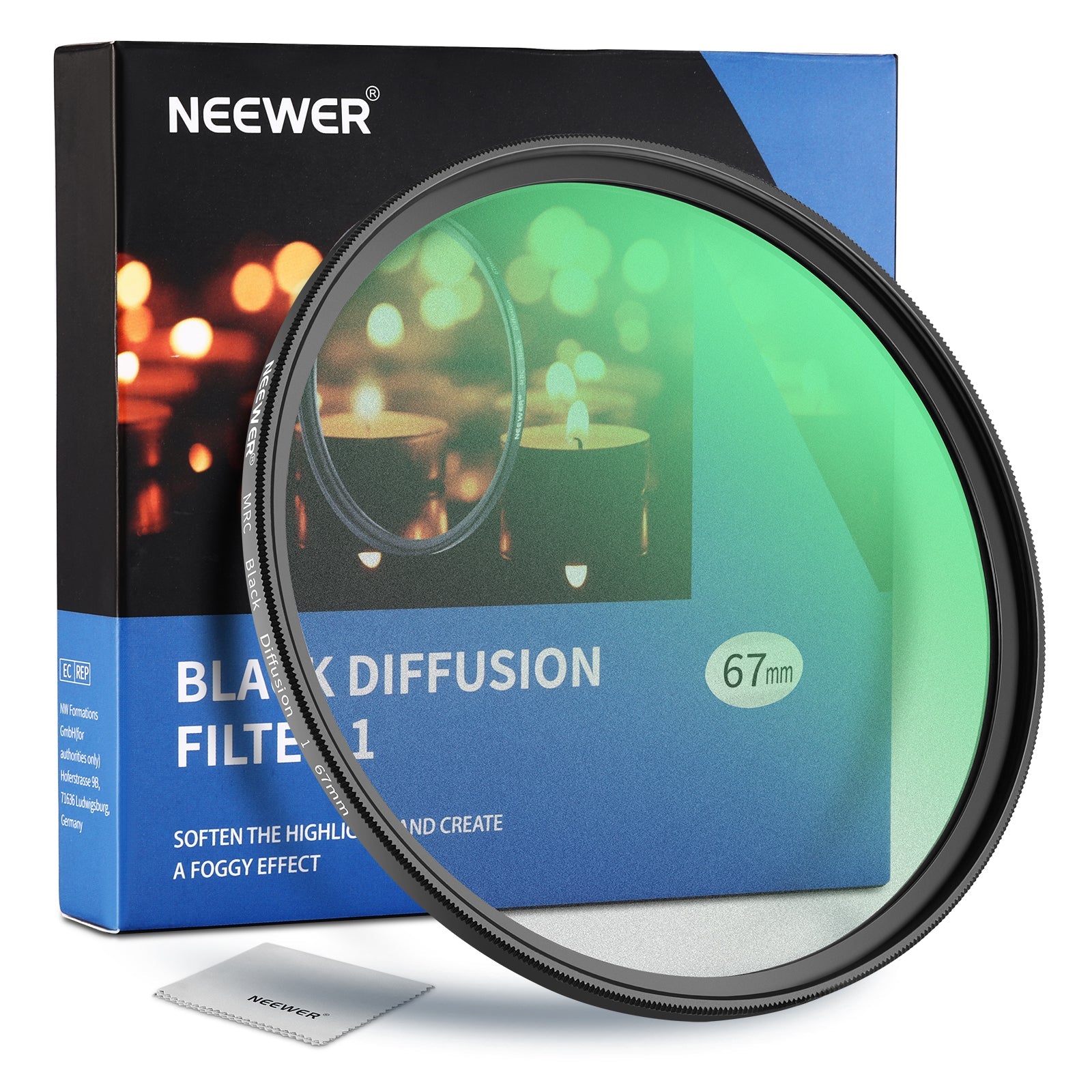 NEEWER Black Pro-Mist 1 Filter Dream Cinematic Effect Camera Ultra-Slim Filter