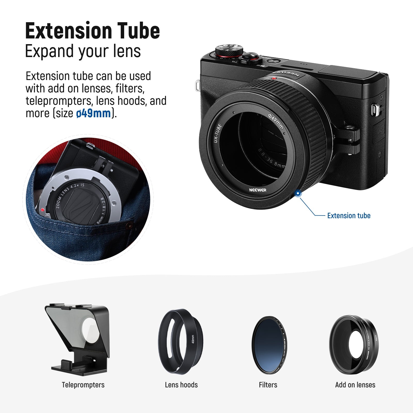 NEEWER Wide Angle & Macro Lens for Canon G7X Mark III - NEEWER