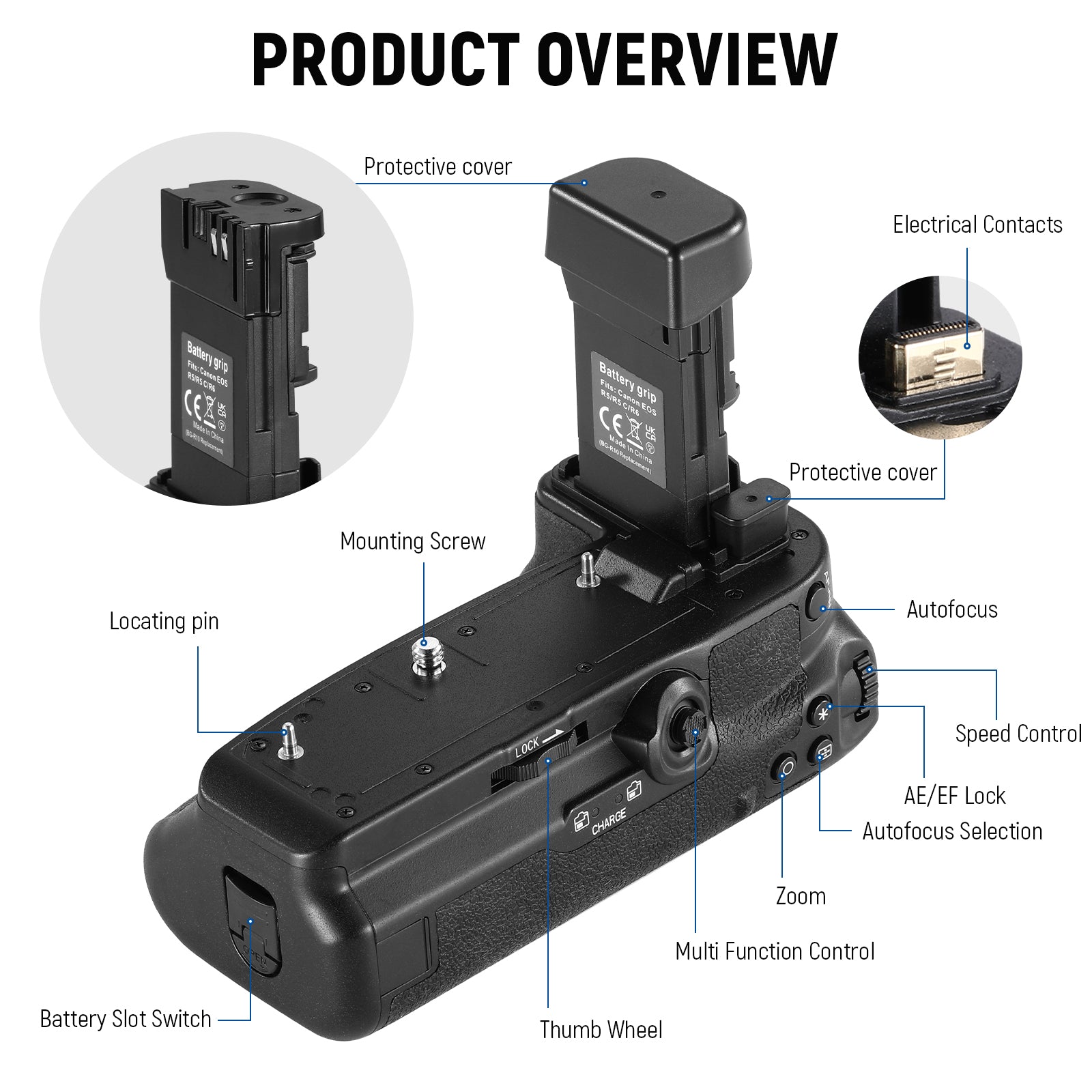 NEEWER BG-R10 Replacement Battery Grip for Canon EOS R5 R5C R6 R6