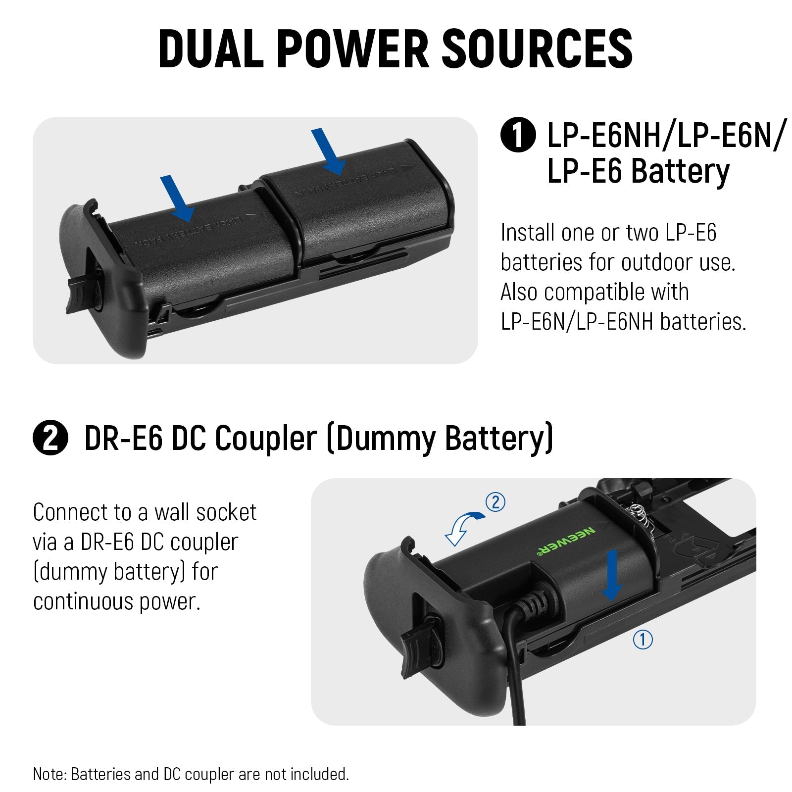 NEEWER BG-R10 Replacement Battery Grip for Canon EOS R5 R5C R6 R6