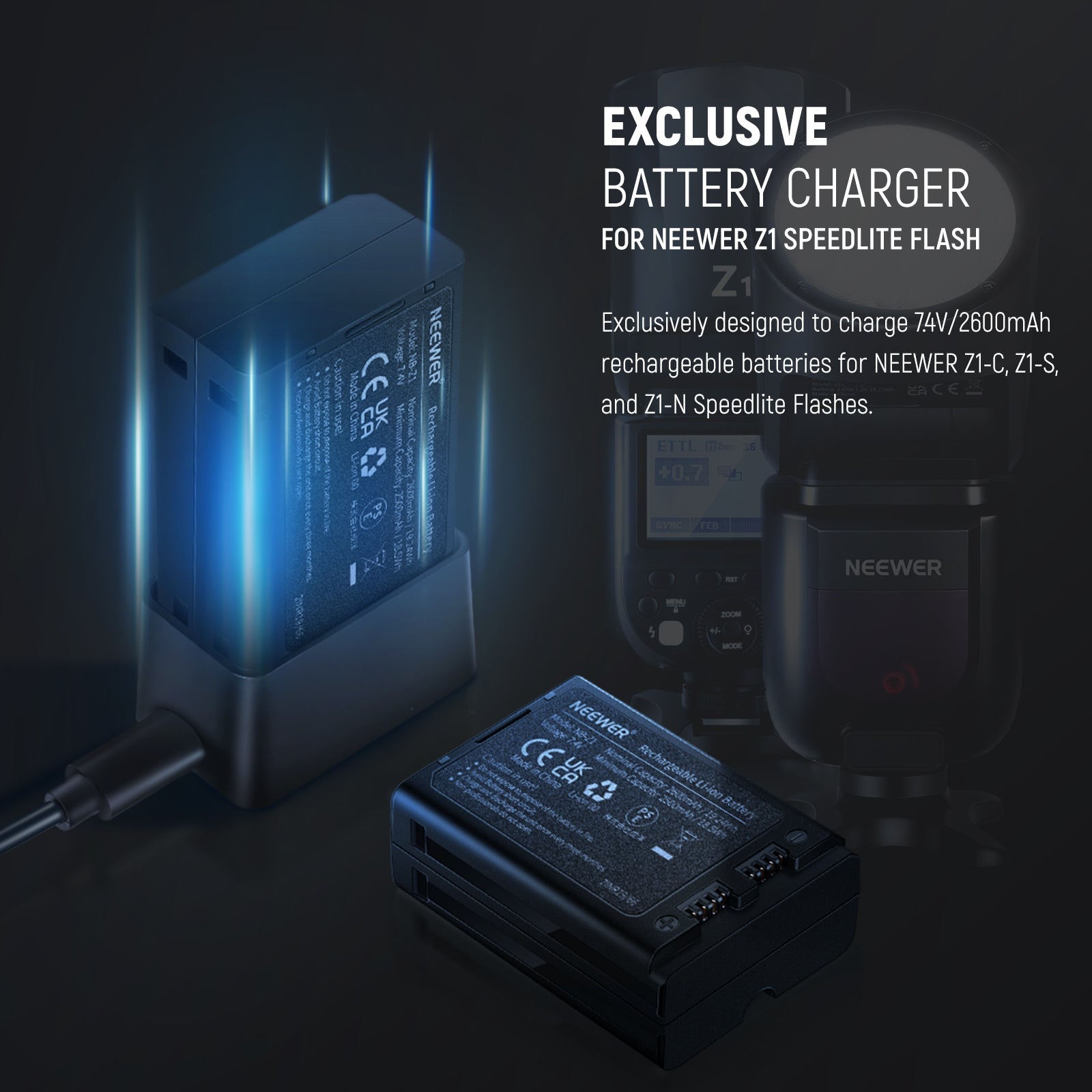 NEEWER Z1 Z2 Flash Lithium Battery and USB Charger Set - NEEWER