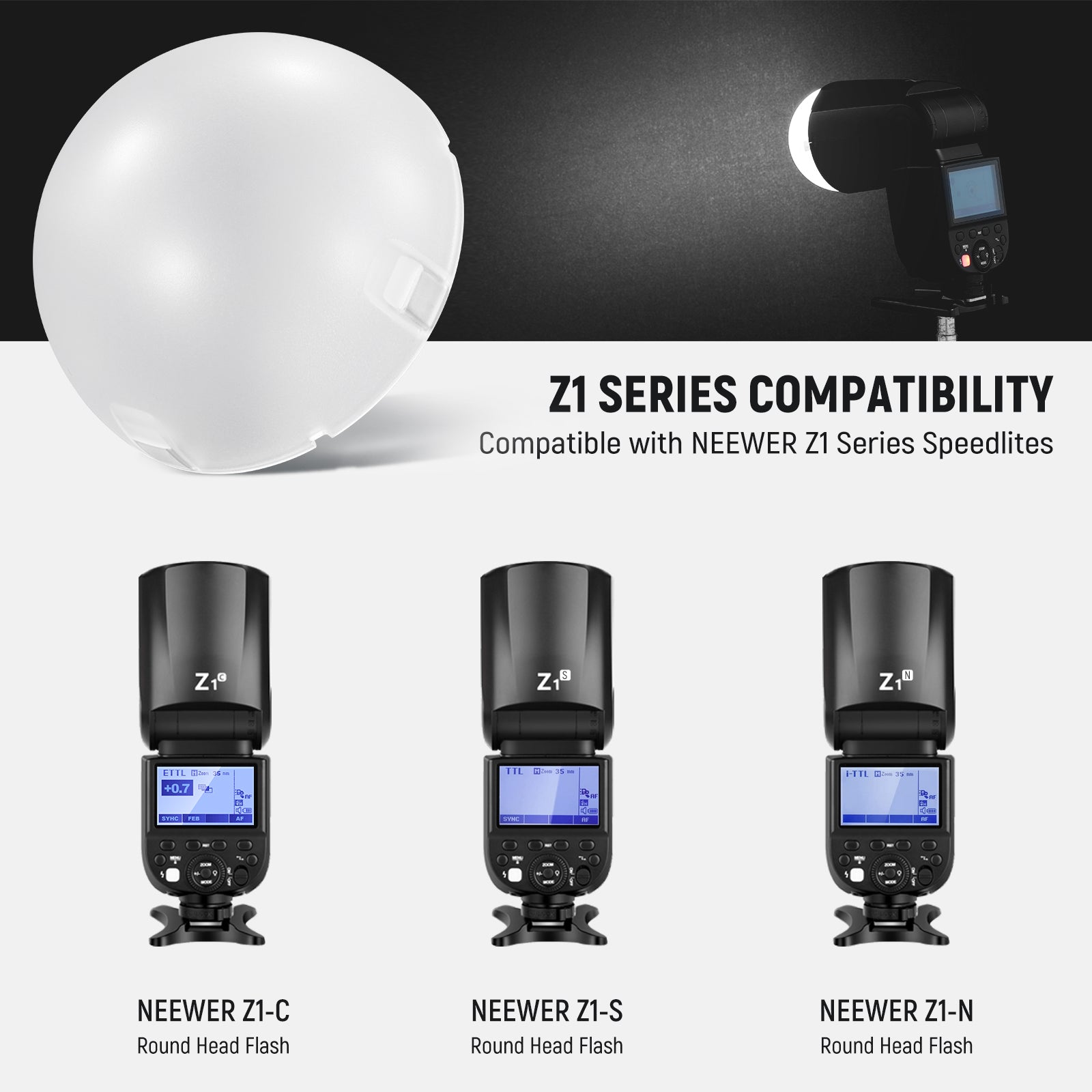 NEEWER M12 Magnetic Dome Diffuser for Z1/Z2 Speedlite Flash