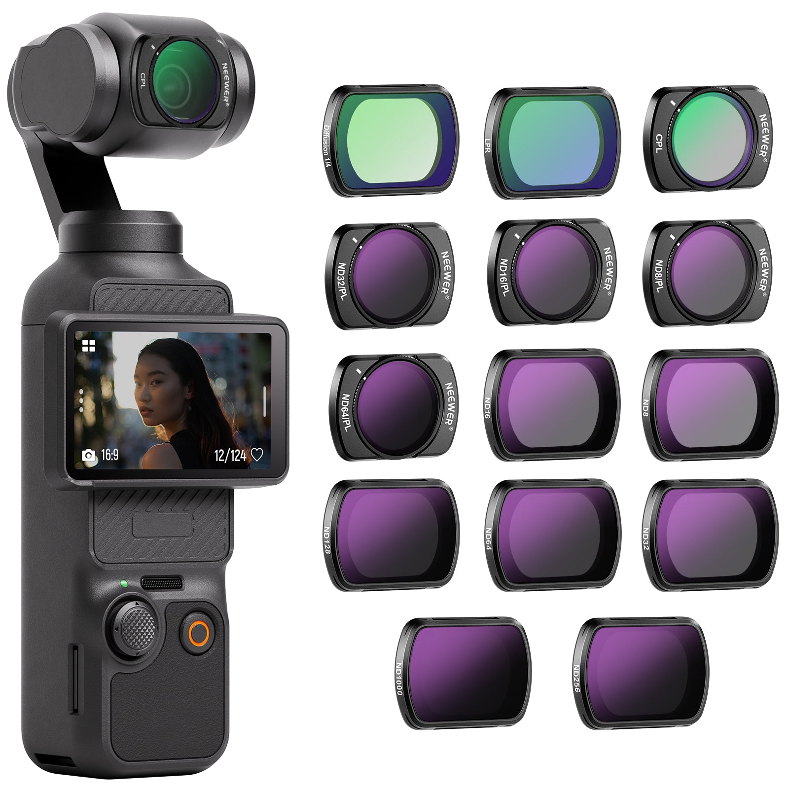 NEEWER 14 Pack Magnetic ND & CPL & Effect Filter Set for DJI OSMO