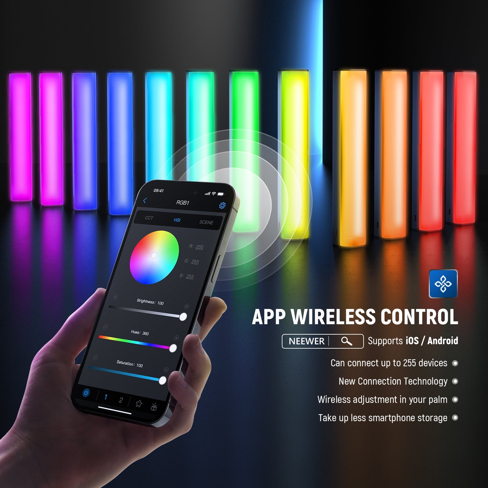 【美品】NEEWER RGB1 スティックライト NEEWER RGB1 LED Tube Light Stick with Metal Barndoor Handle - NEEWER