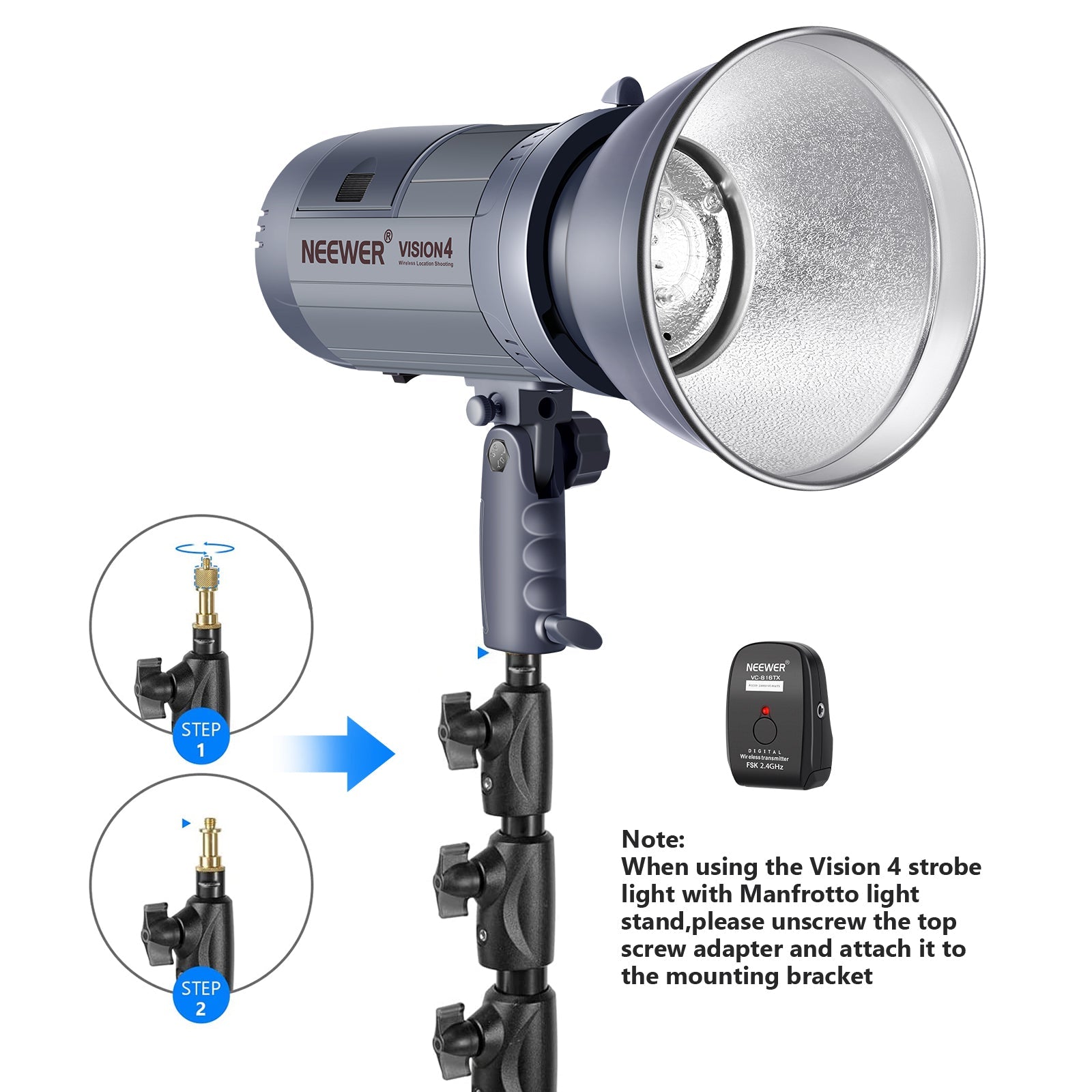 Neewer Vision 4 Studio Flash Strobe with Trigger and Reflector