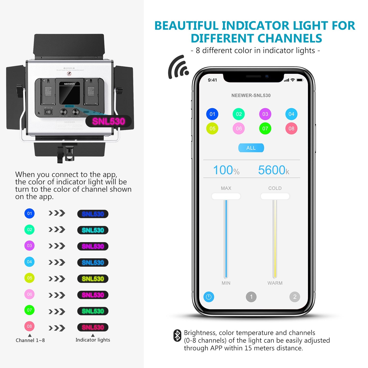 Neewer 2 Packs Metal Dimmable Bi-Color 528 LED Photography Lighting Kit with APP Intelligent Control System