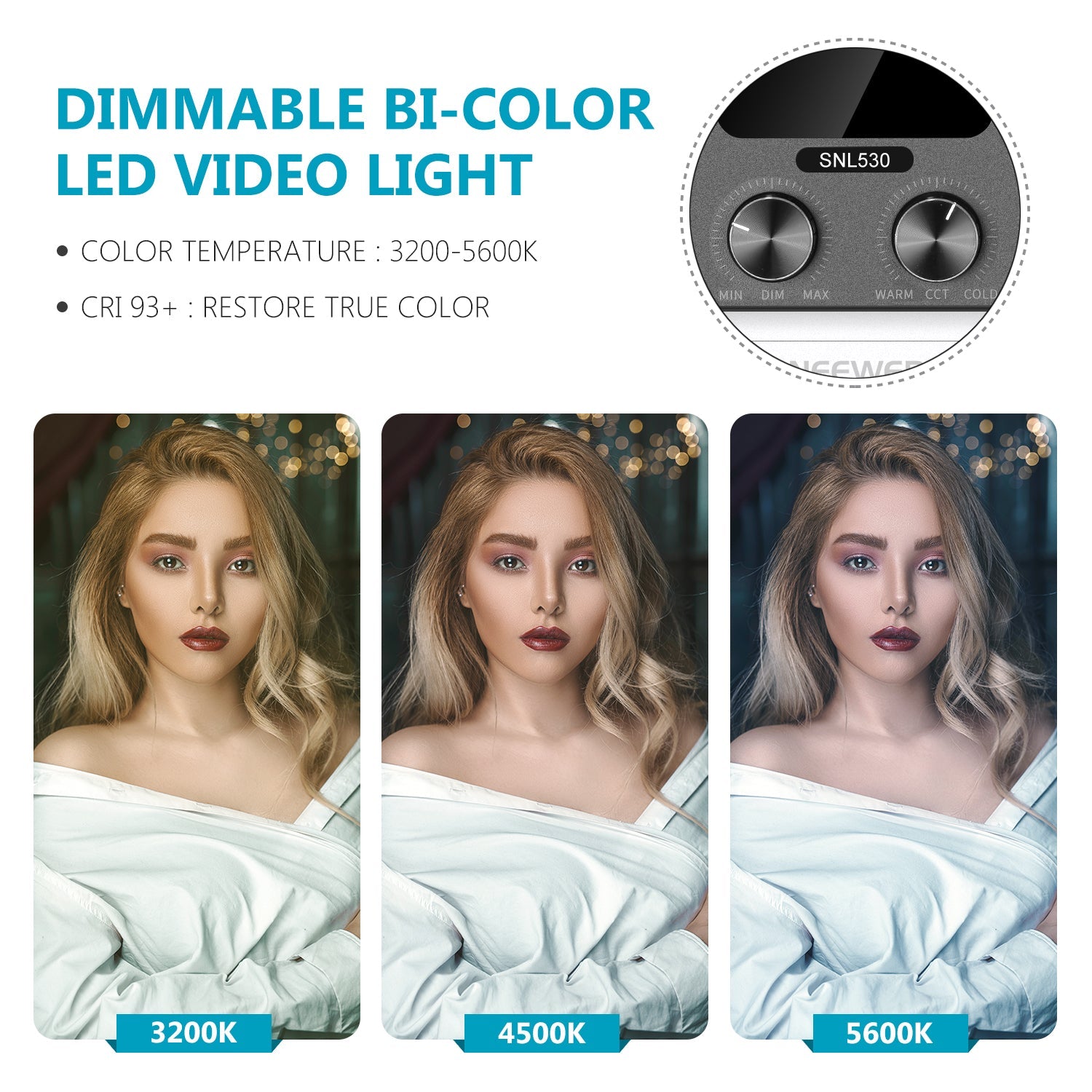 Neewer 2 Packs Metal Dimmable Bi-Color 528 LED Photography Lighting Kit with APP Intelligent Control System